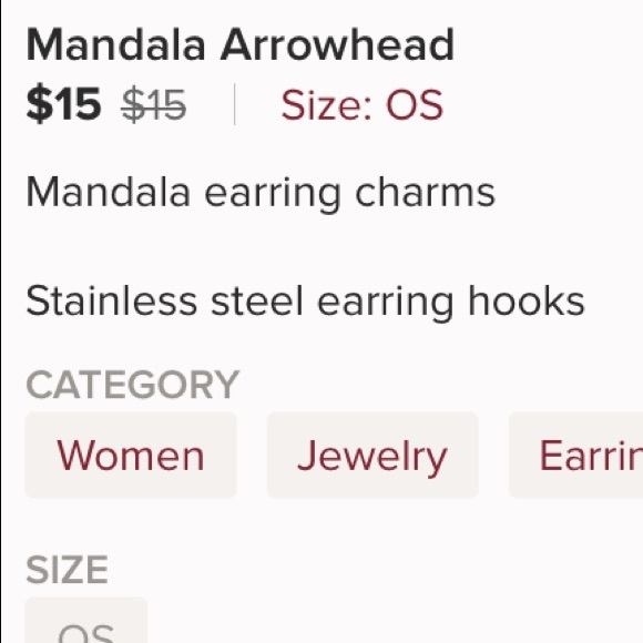 📛Out Of Stock📛 Mandala Arrowhead Earrings - Picture 4 of 4